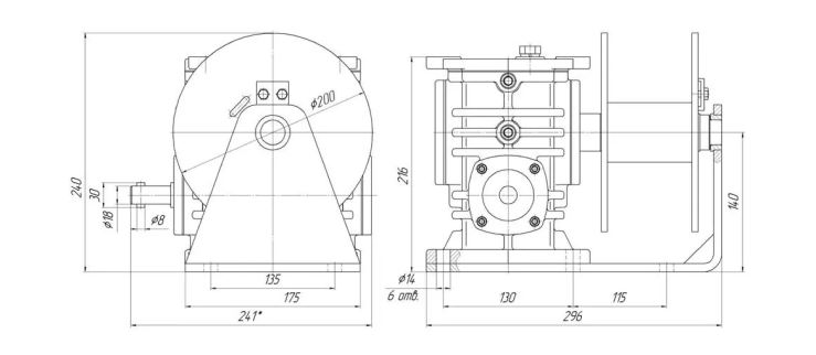 Лебедка червячная ЛЧ-0,5, ЛЧ-0,7, ЛЧ-1